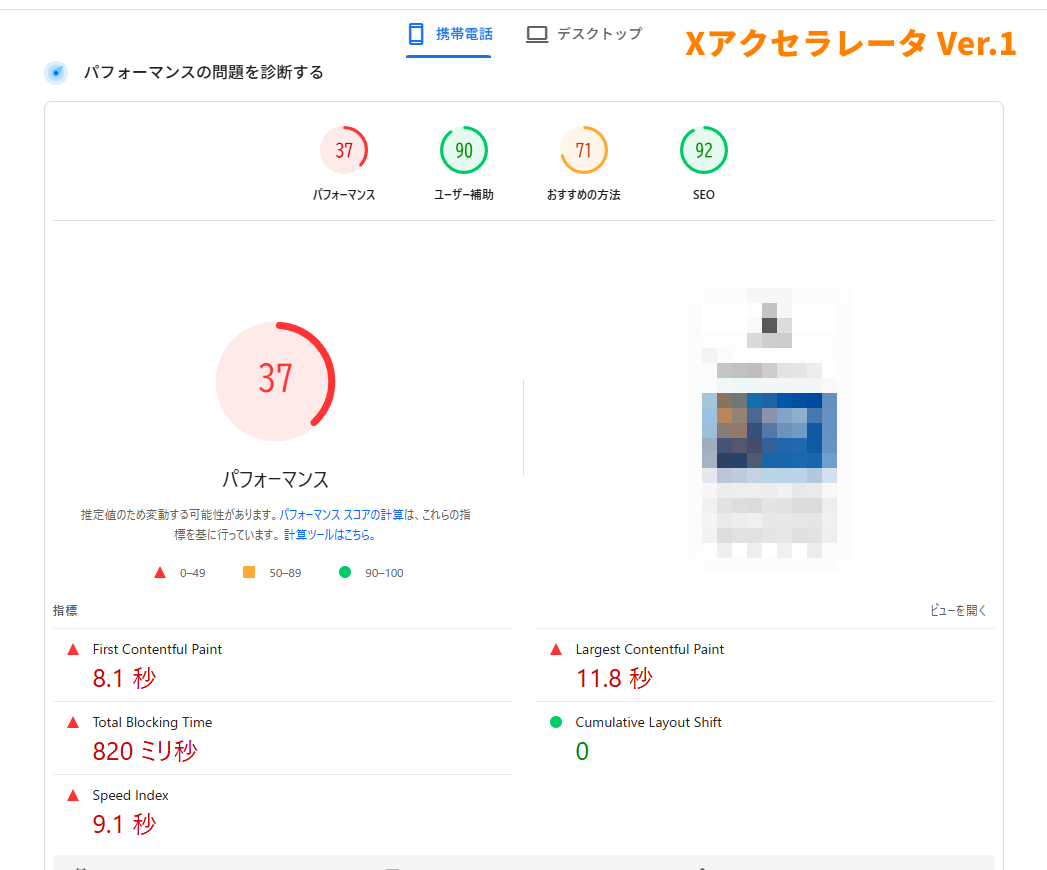 Xアクセラレータ Ver.1の測定結果