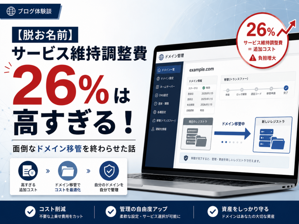 脱お名前ドットコム。サービス維持調整費は高すぎる